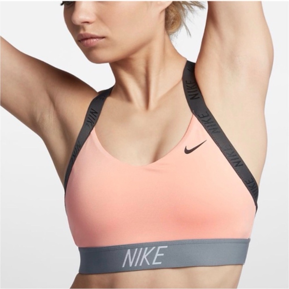 NWT Nike dri-fit padded sport bra Coral and Charcoal size large